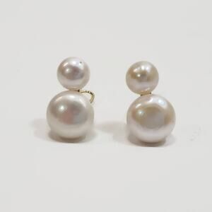 White Cultured Pearl Gold Over Sterling Silver Earrings
